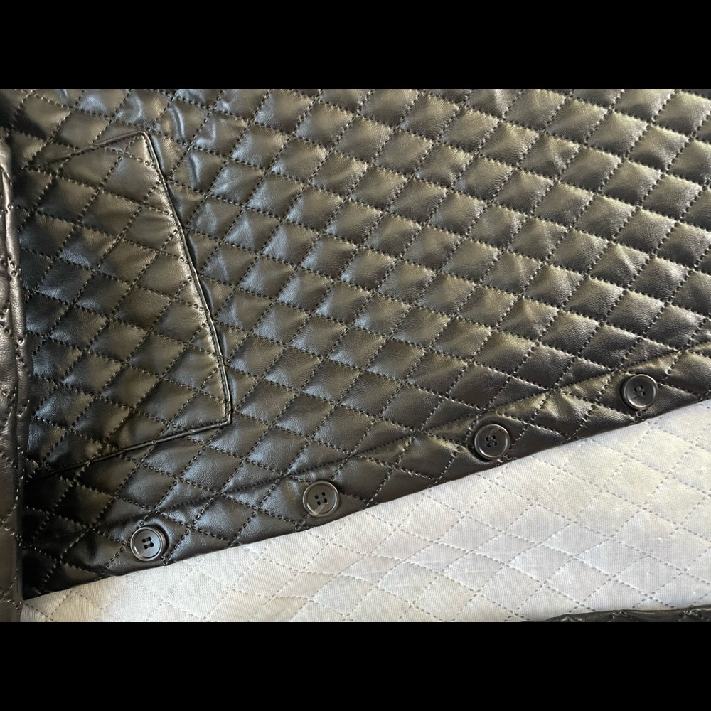 Black Oversized Leather Bubble Jacket - image 7